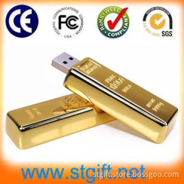 Golden Gold Bar Business Gifts for Client's Logo USB Disk OEM USB Flash Drive Memory